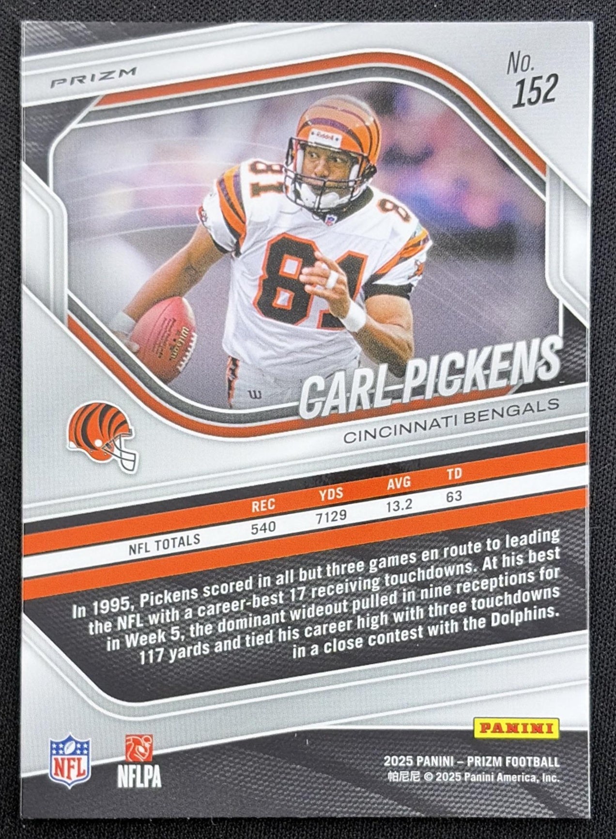 Carl Pickens 2025 Panini Prizm Lazer Bengals