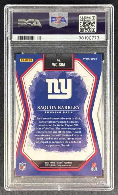 Saquon Barkley 2023 Panini Select Watercolors PSA 10 Giants back