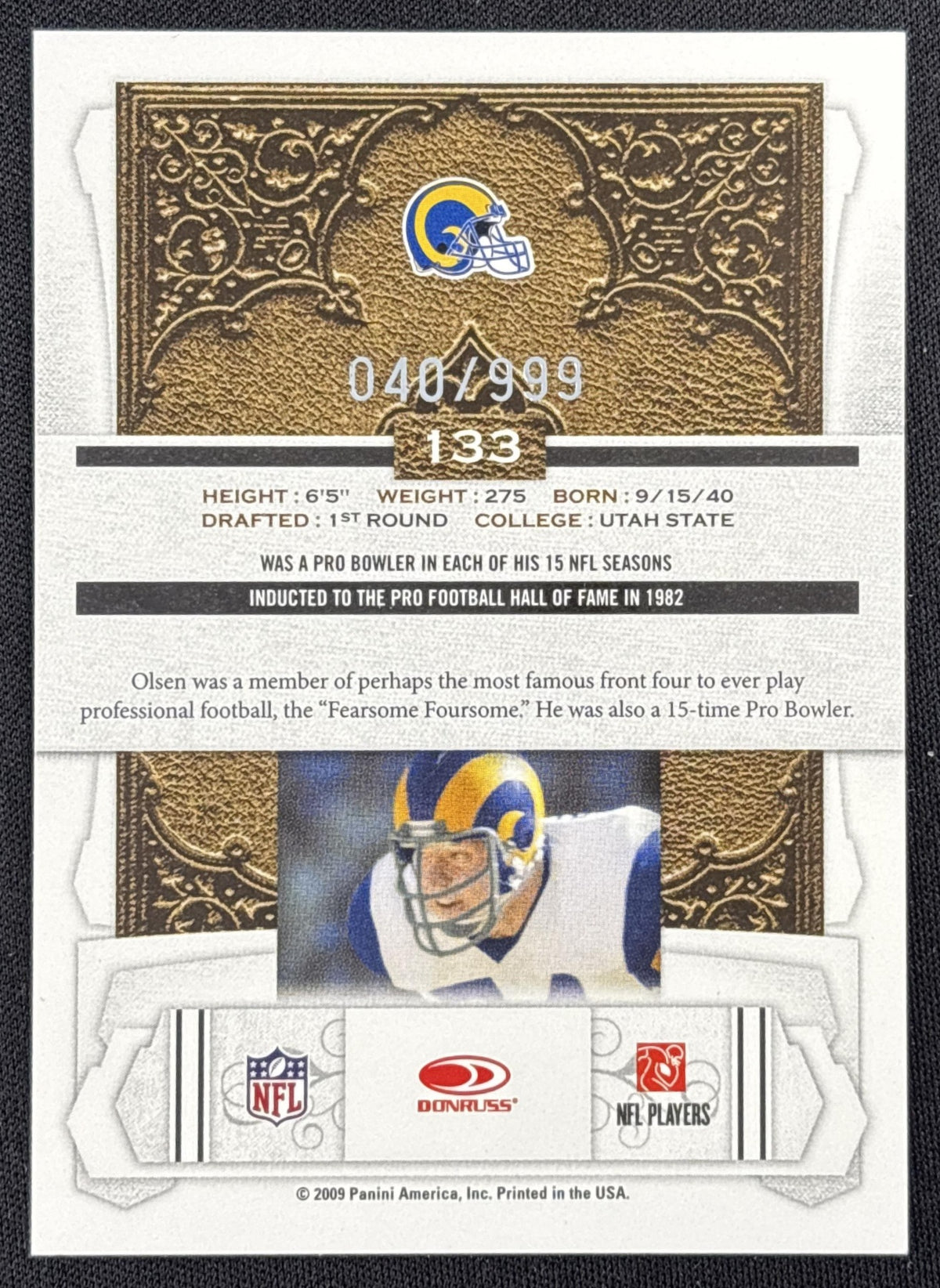 Merlin Olsen 2009 Panini Donruss Classics /999 Rams