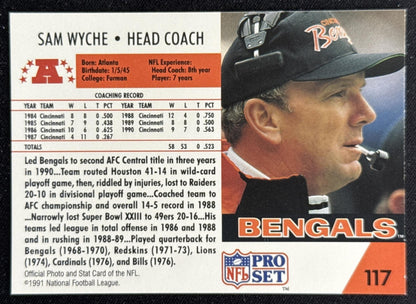 Sam Wyche 1991 Pro Set FACT Mobil Bengals Cincinnati Bengals Sports Trading Card