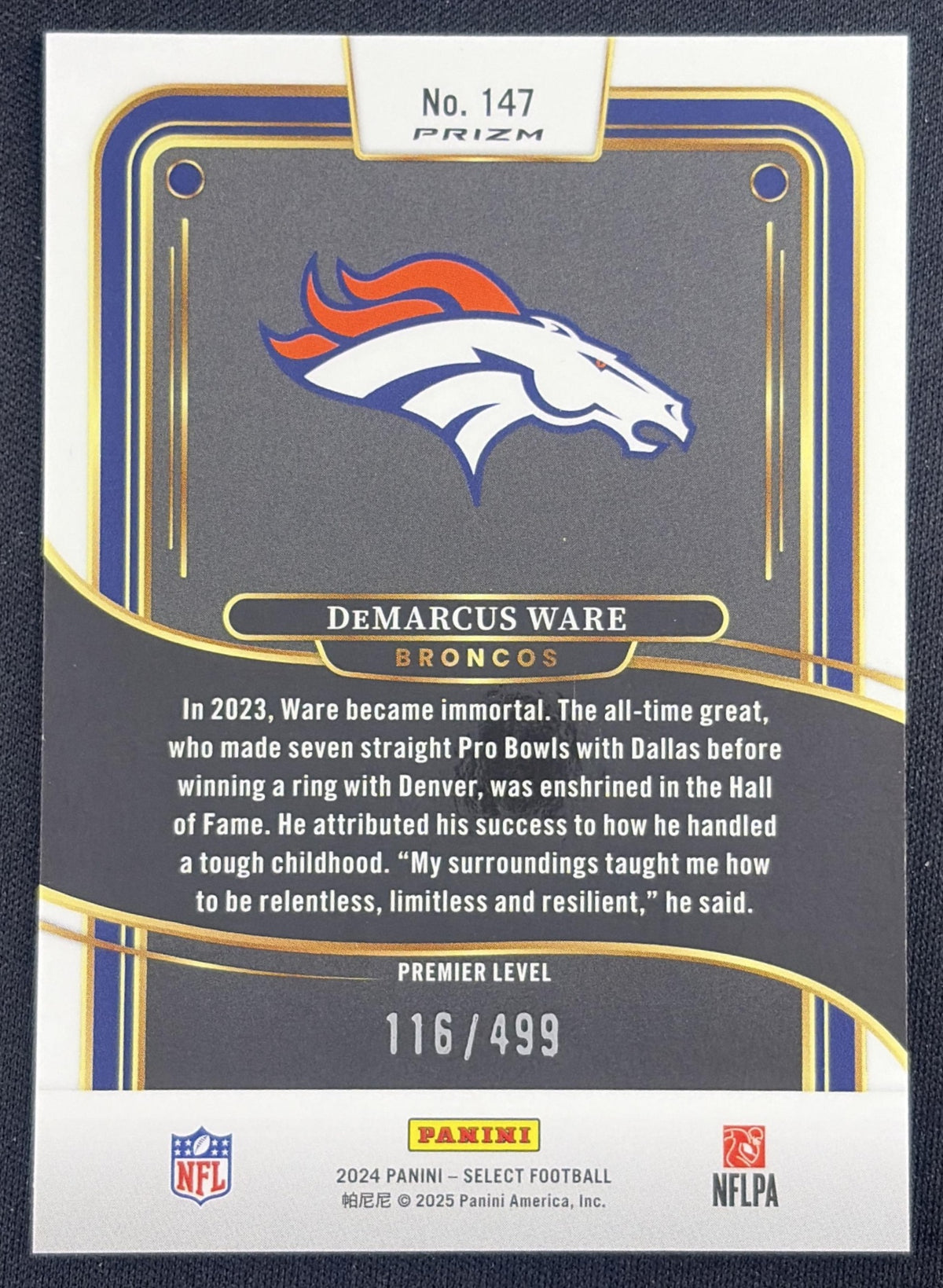 DeMarcus Ware 2024 Panini Select Premier Neon Green Prizm Shock /499 Broncos