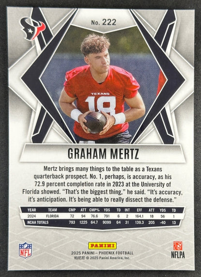 Graham Mertz 2025 Panini Phoenix Texans Sports Trading Cards