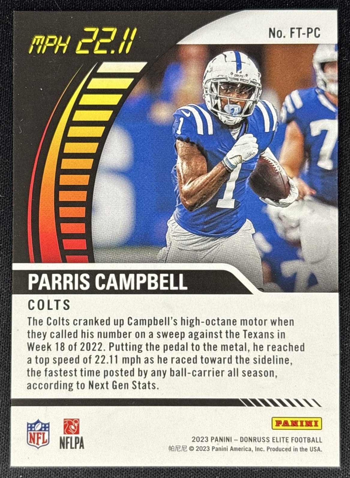 Parris Campbell 2023 Panini Donruss Elite Full Throttle /349 Colts Sports Trading Cards