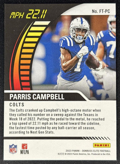 Parris Campbell 2023 Panini Donruss Elite Full Throttle /349 Colts Sports Trading Cards