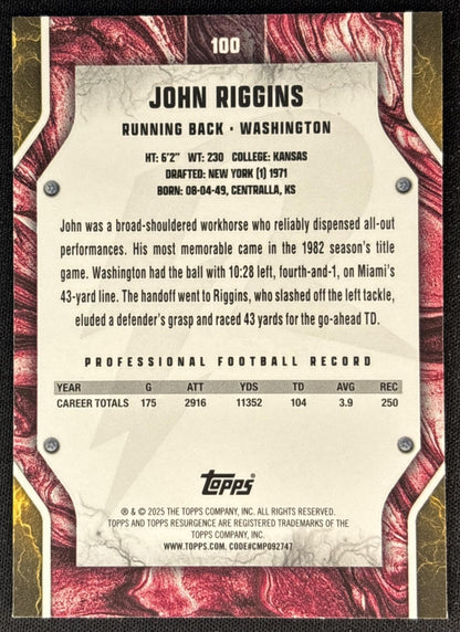 John Riggins 2024 Topps Resurgence Aqua Surge /249