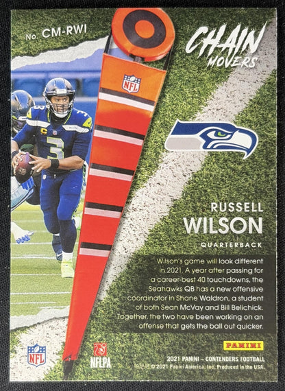 Russell Wilson 2021 Panini Contenders Chain Movers Seahawks back