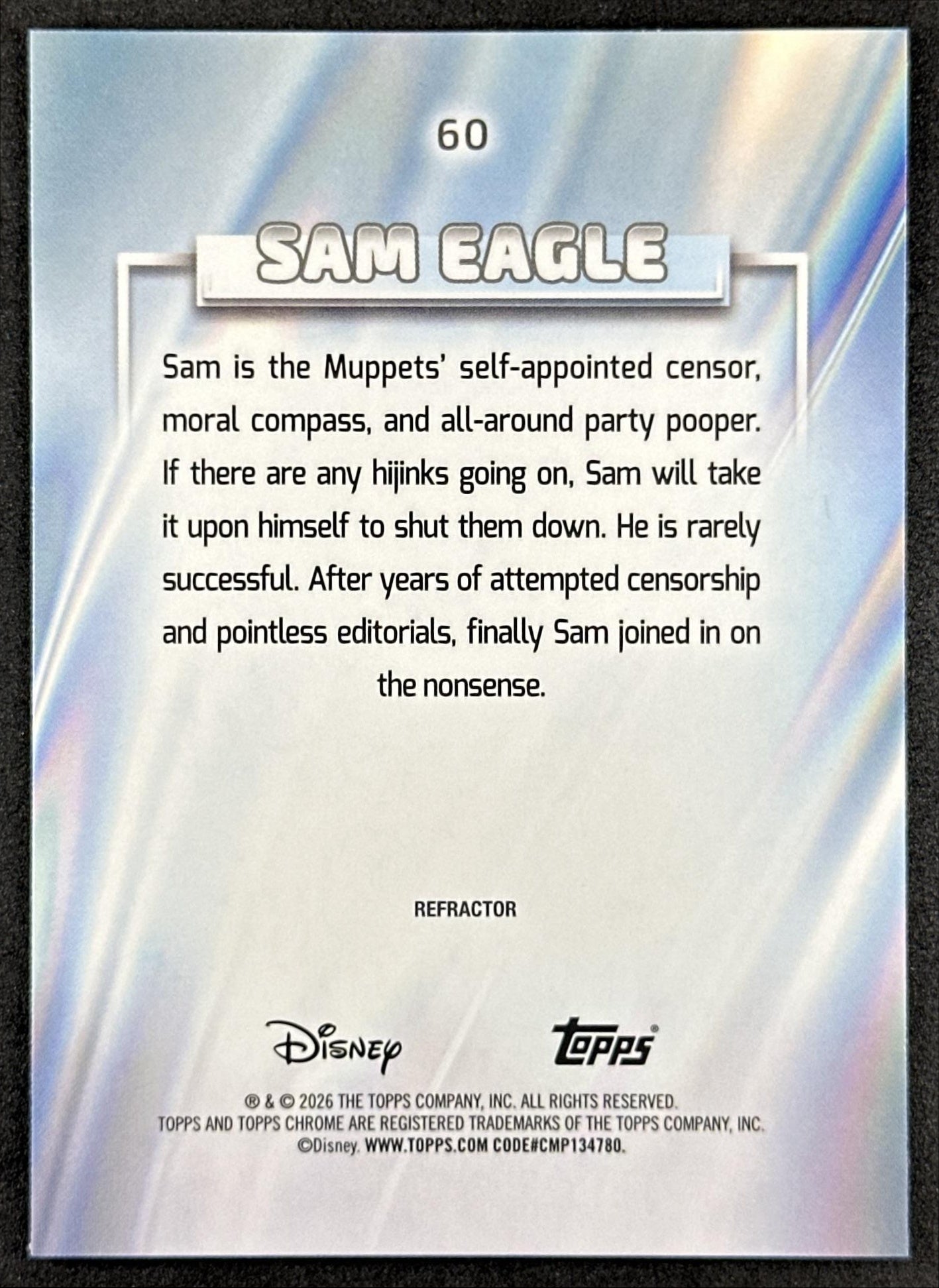 Sam Eagle 2026 Topps Chrome Disney Refractor The Muppets Back