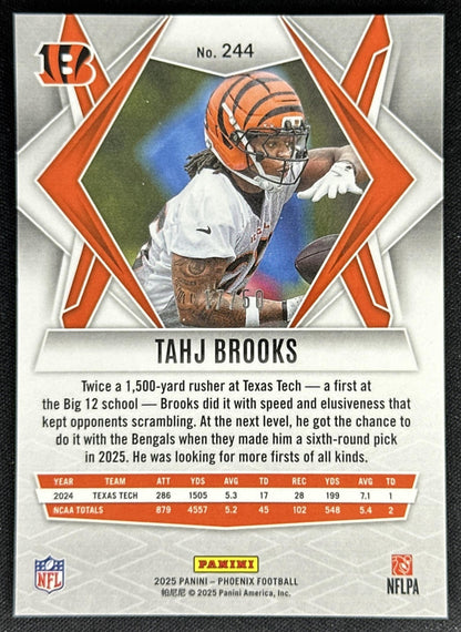 Tahj Brooks 2025 Panini Phoenix Bronze Winter Prizm /50 Bengals