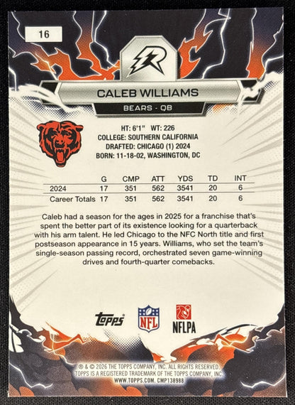 Caleb Williams 2025 Topps Resurgence Bears Chicago Bears back