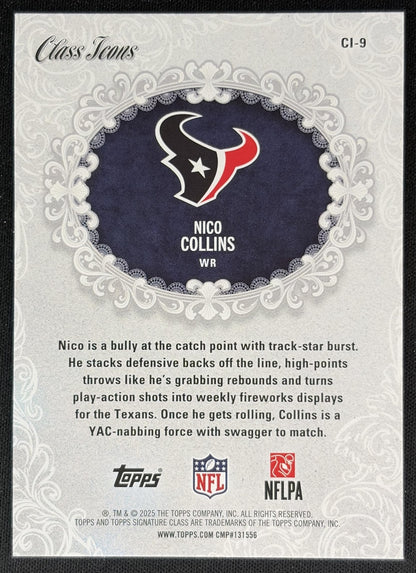 Nico Collins 2025 Topps Signature Class Icons Texans Back