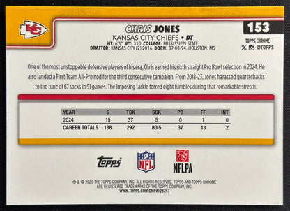 Chris Jones 2025 Topps Chrome Chiefs Sports Trading Cards