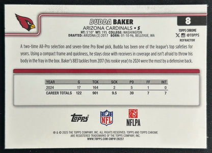 Budda Baker 2025 Topps Chrome Refractor Cardinals Sports Trading Cards