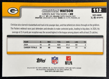 Christian Watson 2025 Topps Chrome RayWave Refractor Packers Football