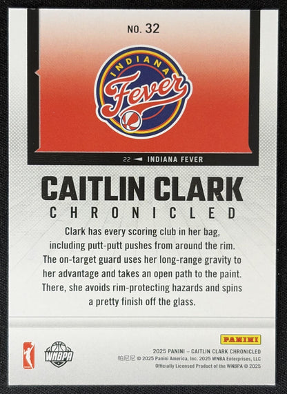 Caitlin Clark 2025 Panini Chronicled WNBA Holo Fever 32