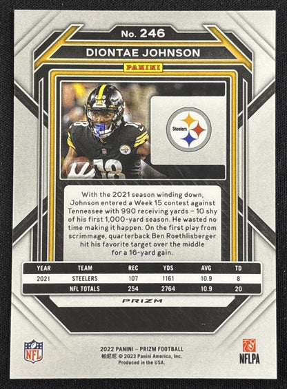 Diontae Johnson 2022 Panini Prizm Black and Red Checker Steelers Sports Trading Card