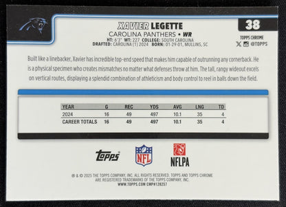 Xavier Legette 2025 Topps Chrome RayWave Refractor Panthers