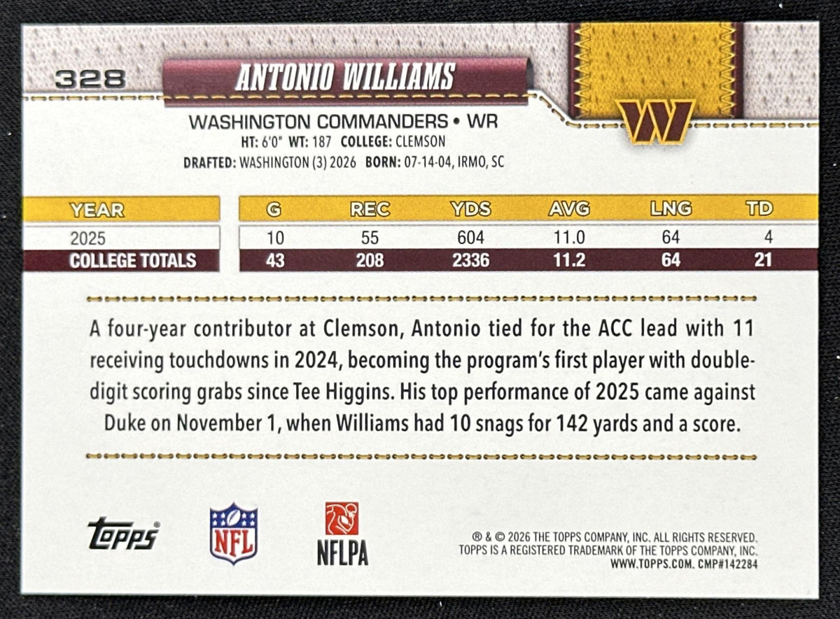 Antonio Williams 2026 Topps Flagship Fanatics Foil Commanders