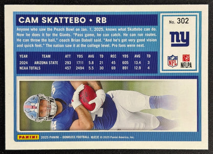 Cam Skattebo 2025 Donruss Rated Rookie Giants Sports Trading Card