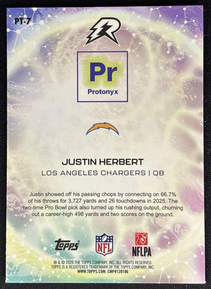 Justin Herbert 2025 Topps Resurgence Protonyx Chargers