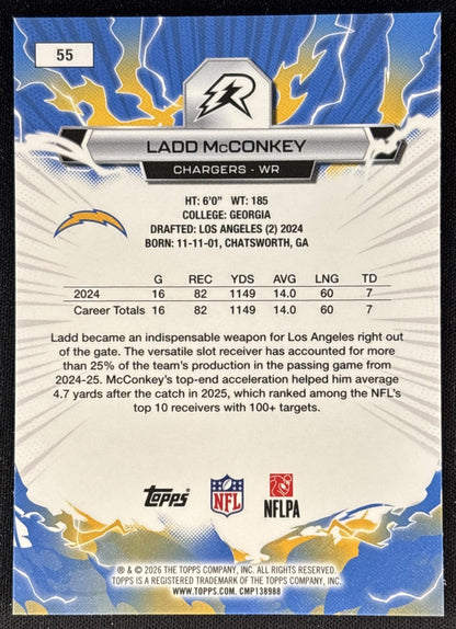 Ladd McConkey 2025 Topps Resurgence Chargers Los Angeles Chargers back