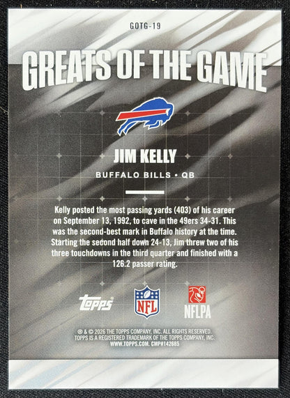 Jim Kelly 2026 Topps Greats Of The Game Bills back