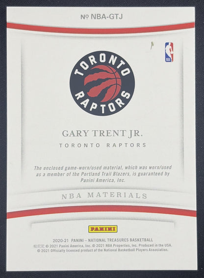 Gary Trent Jr. 2020 Panini National Treasures NBA Materials /99 Raptors Toronto Raptors Sports Trading Card