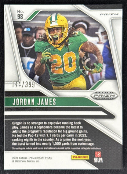 Jordan James 2025 Panini Prizm Draft Picks Red /399 Ducks Sports Trading Card