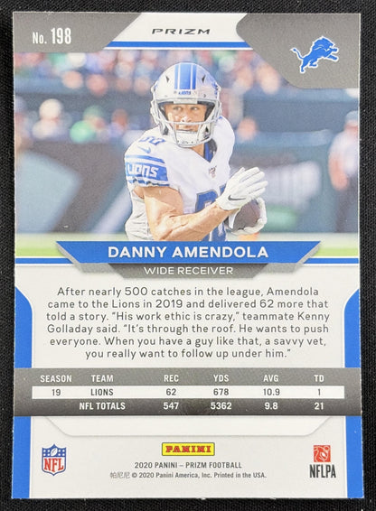 Danny Amendola 2020 Panini Prizm Red Ice Lions Sports Trading Card