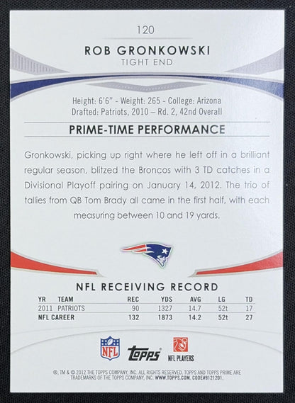 Rob Gronkowski 2012 Topps Prime Retail Patriots New England Patriots