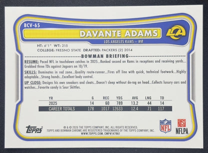 Davante Adams 2026 Bowman Chrome NFL Speckle Refractor Rams