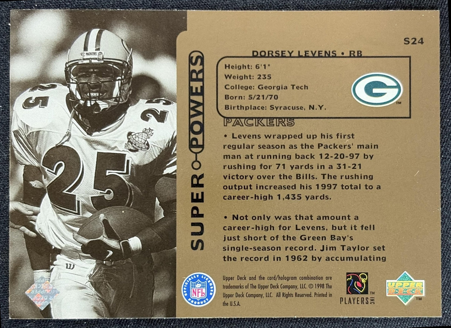 Dorsey Levens 1998 Upper Deck Super Powers Packers