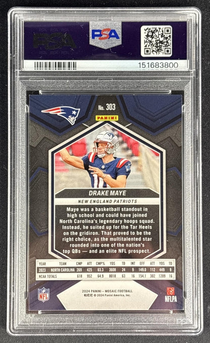 Drake Maye 2024 Panini Mosaic PSA 9 Patriots 151683800 back