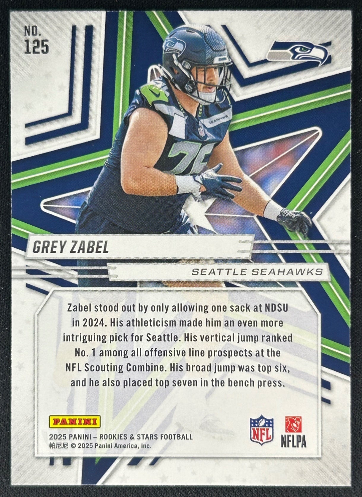 Grey Zabel 2025 Panini Rookies & Stars Seahawks Sports Trading Cards