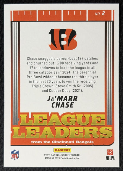 Ja'Marr Chase 2025 Panini Score League Leaders Bengals Back
