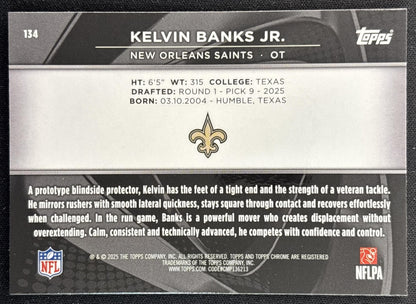 Kelvin Banks Jr. 2025 Topps Chrome Black Saints back