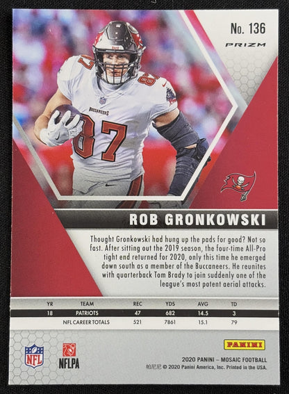 Rob Gronkowski 2020 Panini Mosaic Prizm Silver Buccaneers Sports Trading Card