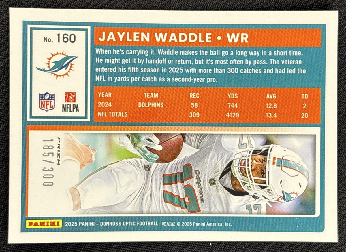 Jaylen Waddle 2025 Panini Donruss Optic Wave Prizm /300 Dolphins