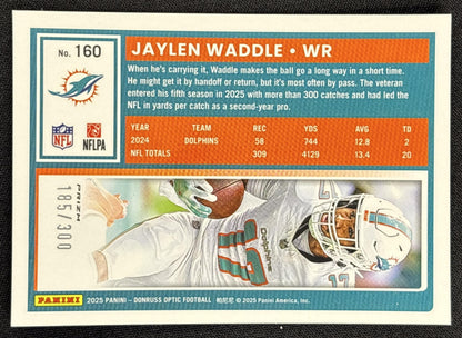 Jaylen Waddle 2025 Panini Donruss Optic Wave Prizm /300 Dolphins