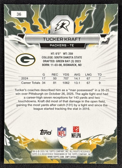 Tucker Kraft 2025 Topps Resurgence Packers