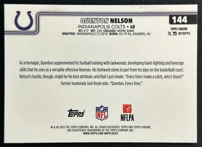 Quenton Nelson 2025 Topps Chrome Colts Sports Trading Cards