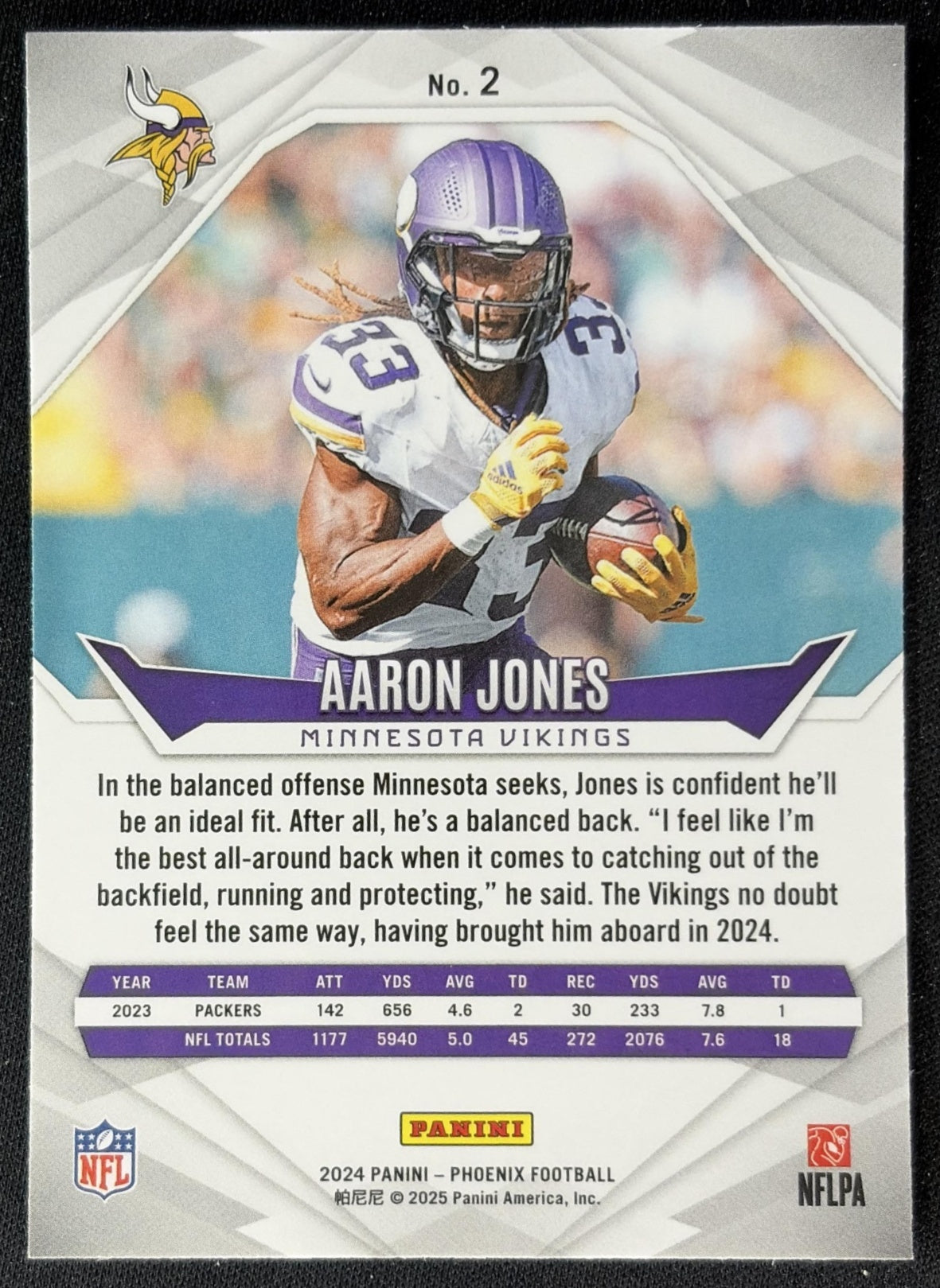 Aaron Jones 2024 Panini Phoenix International Vikings back