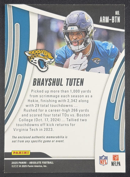 Bhayshul Tuten 2025 Panini Absolute Rookie Materials Jaguars