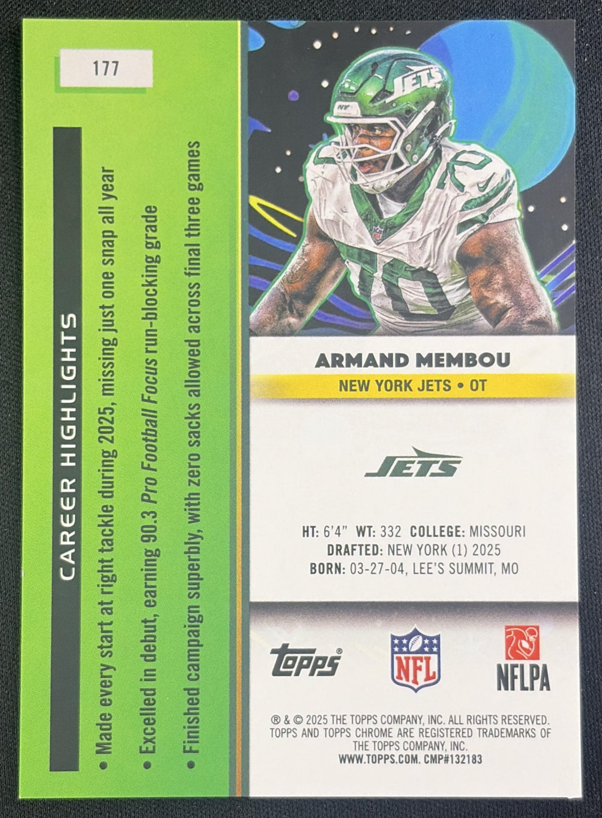 Armand Membou 2025 Topps Cosmic Chrome Purple Nebula Refractor /150 Jets