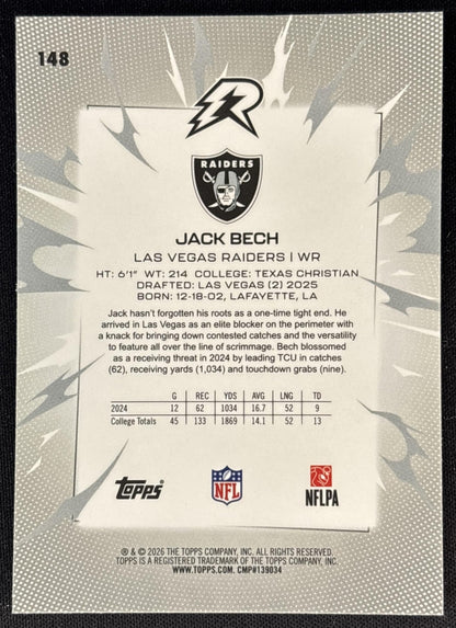 Jack Bech 2025 Topps Resurgence Raiders Sports Trading Cards