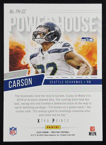 Chris Carson 2020 Panini Prestige Power House Xtra Points Green /199 Seahawks