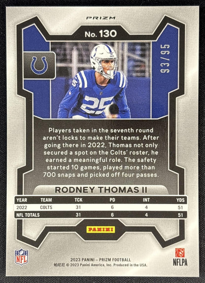 Rodney Thomas II 2023 Panini Prizm No Huddle Blue /95 Colts back