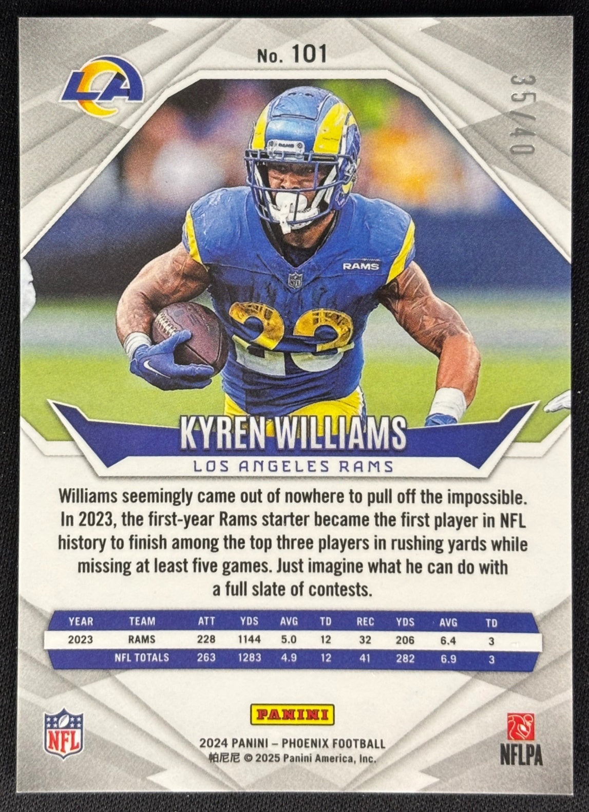 Kyren Williams 2024 Phoenix Pink /40 Rams