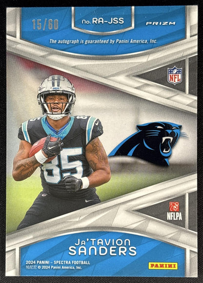 Ja Tavion Sanders 2024 Panini Spectra Rookie Auto Hyper /60 Panthers back