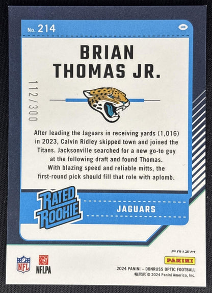 Brian Thomas Jr. 2024 Panini Donruss Optic Wave /300 Jaguars Sports Trading Cards