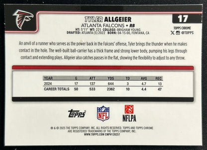 Tyler Allgeier 2025 Topps Chrome Falcons Sports Trading Cards